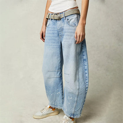 Wren | Women's High Waist Barrel Leg Jeans Easygoing Fit Denim