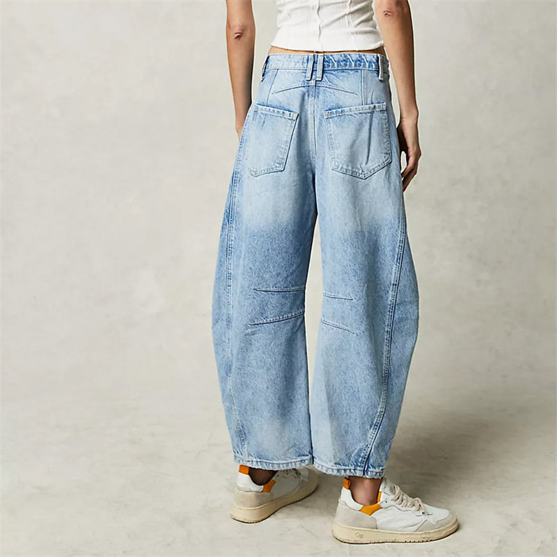 Wren | Women's High Waist Barrel Leg Jeans Easygoing Fit Denim