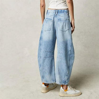 Wren | Women's High Waist Barrel Leg Jeans Easygoing Fit Denim