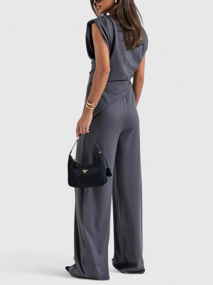 Bella | Women's Draped Two-Piece Set Wide Leg Pants Occasion Outfit