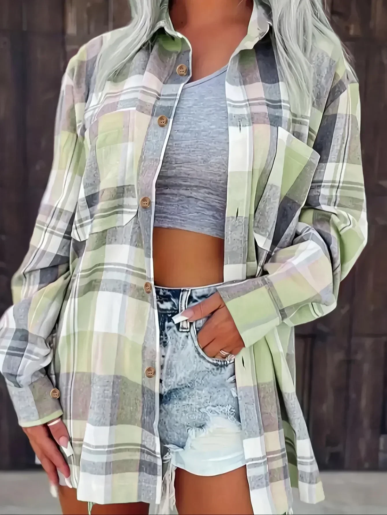 Beatrice | Women's Oversized Plaid Flannel Button-Down Shirt