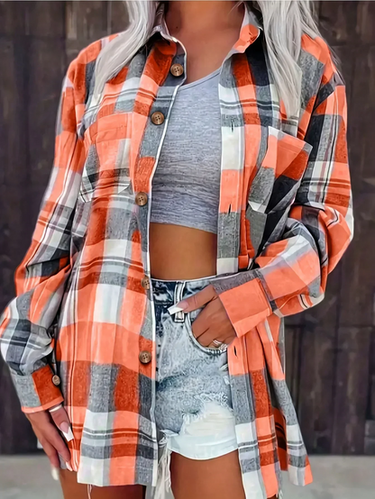 Beatrice | Women's Oversized Plaid Flannel Button-Down Shirt