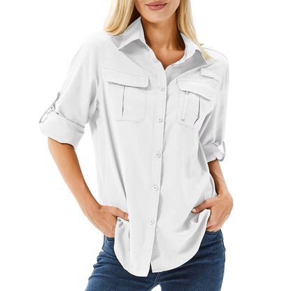 Cheryl | Women's UPF 50 Long Sleeve Hiking Shirt Roll-Up Safari Shirt