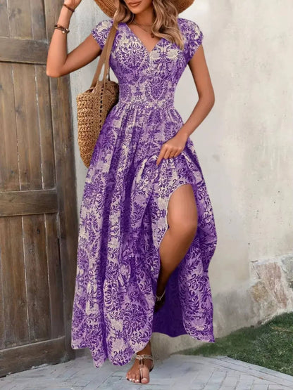 Emery | Women's Smocked Bohemian Print Tiered Maxi Dress