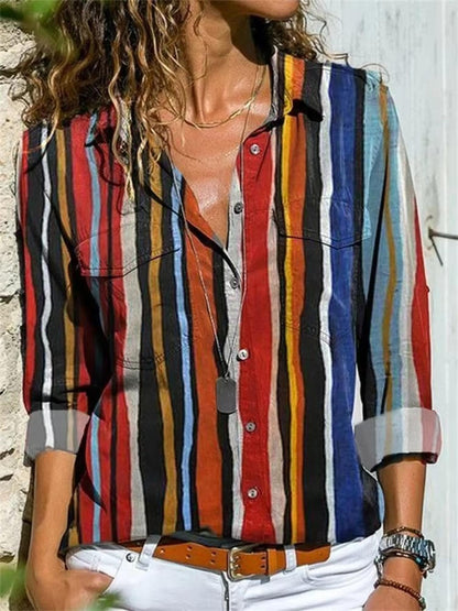 Sandra | Women's Geometric Print Long Sleeve Button Down Shirt