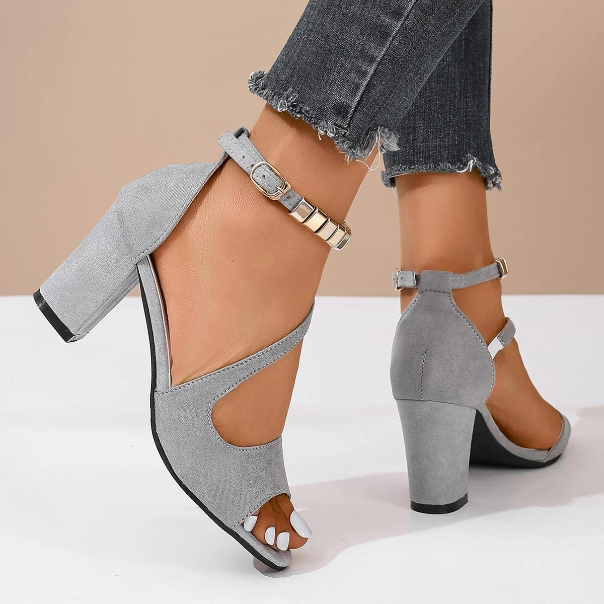 Phoebe | Women's Block Heel Ankle Strap Peep Toe Dress Sandals