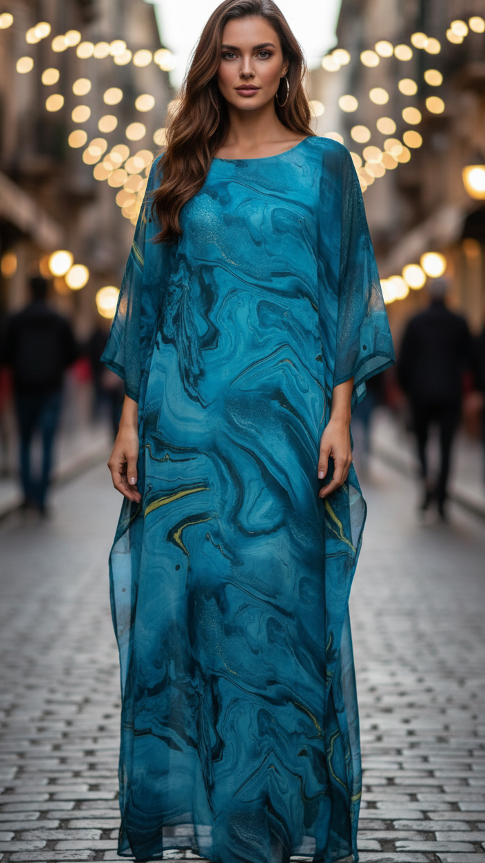Quinn | Women's Chiffon Kaftan Maxi Dress Batwing Sleeve Occasion