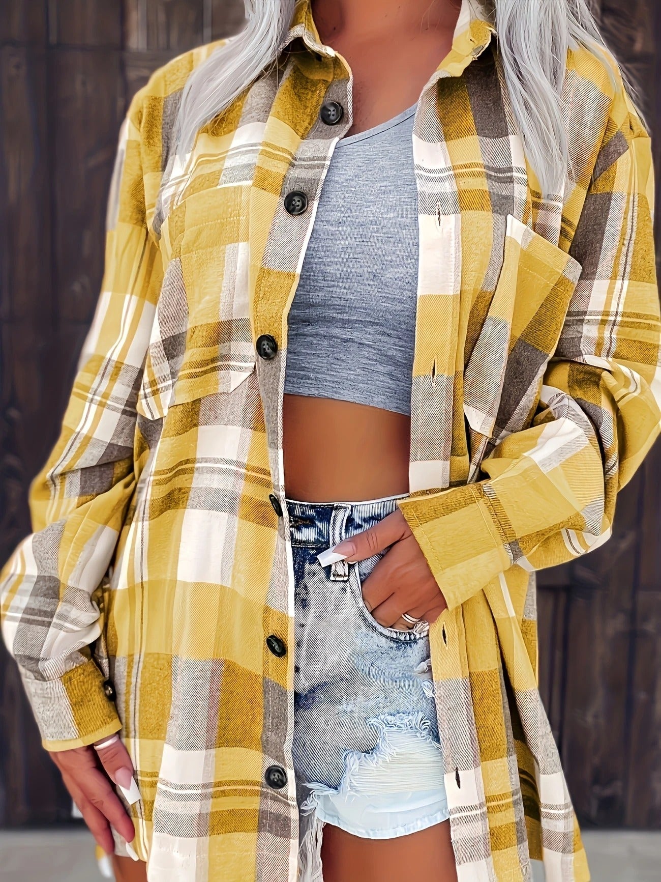 Beatrice | Women's Oversized Plaid Flannel Button-Down Shirt