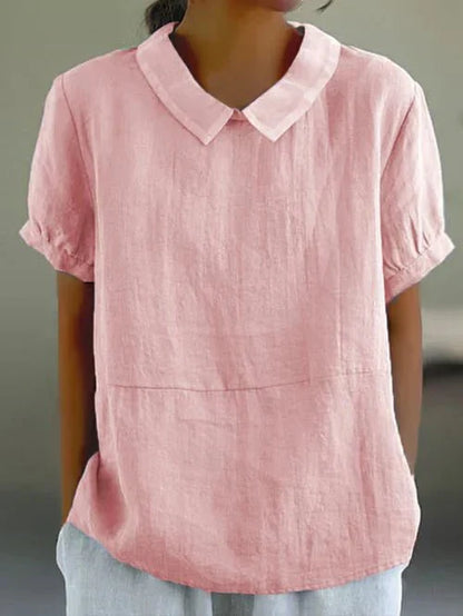 Elise | Women's Peter Pan Collar Short Sleeve Relaxed Top