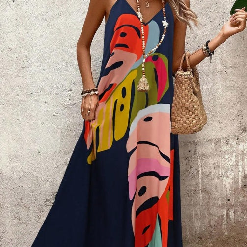 Brielle | Women’s Vibrant Leaf Print Maxi Dress