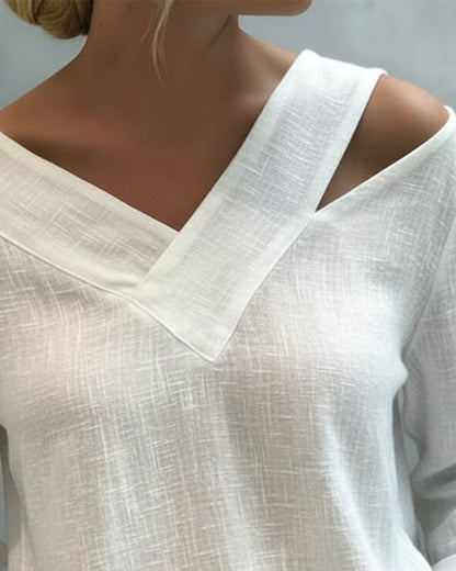 Nadia | Women's Asymmetric V-Neck Long Sleeve Top