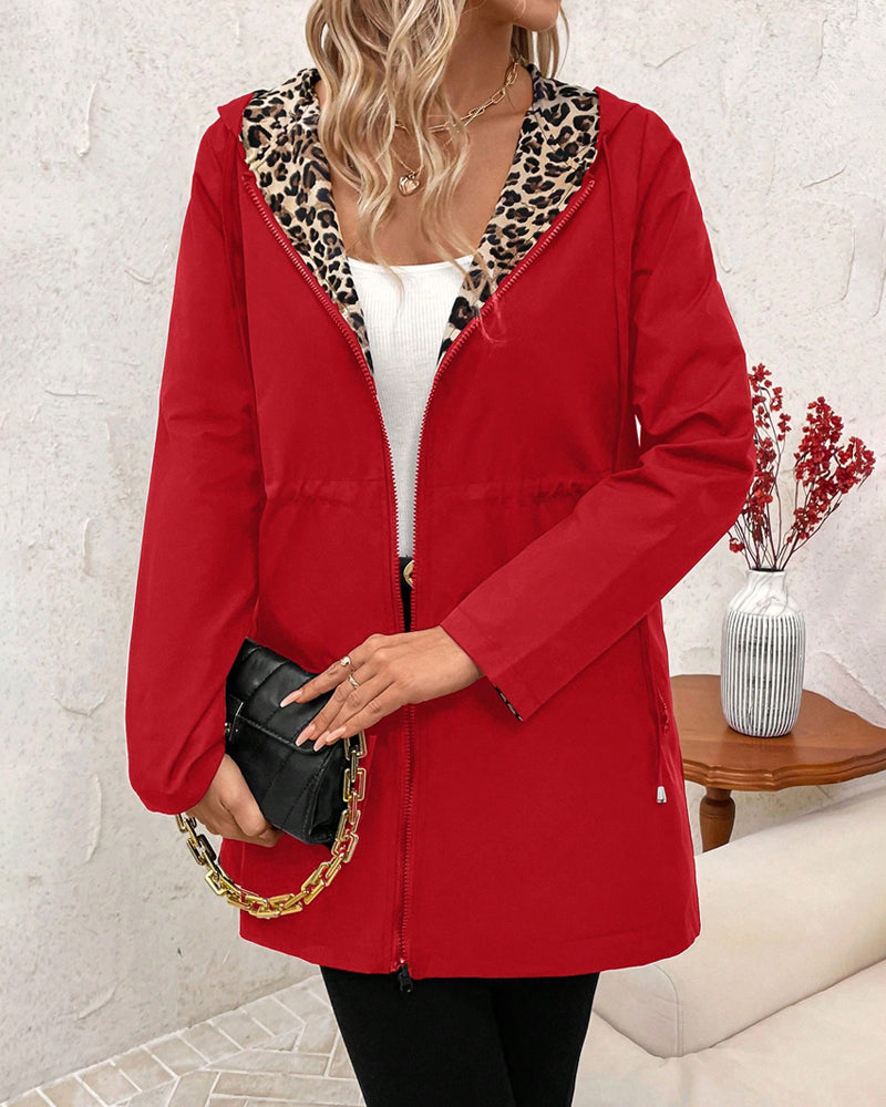 Skylar | Reversible Coat with Leopard Print