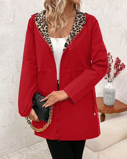 Skylar | Reversible Coat with Leopard Print