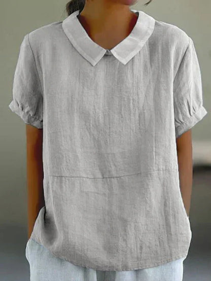 Elise | Women's Peter Pan Collar Short Sleeve Relaxed Top