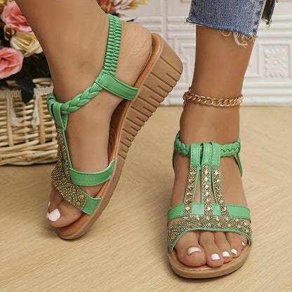Isabella | Women's Rhinestone Woven Sandals