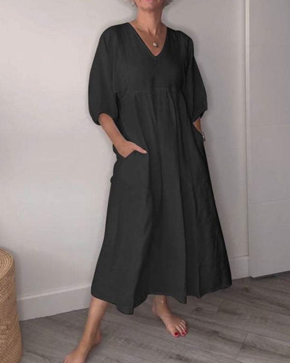 Aubrey | Refined Maxi Dress with V-Neck