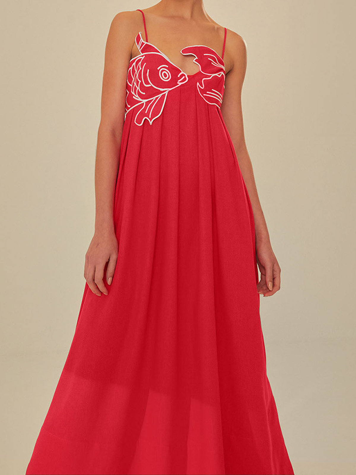 Anna | Women's Embroidered Spaghetti Strap Maxi Shift Dress