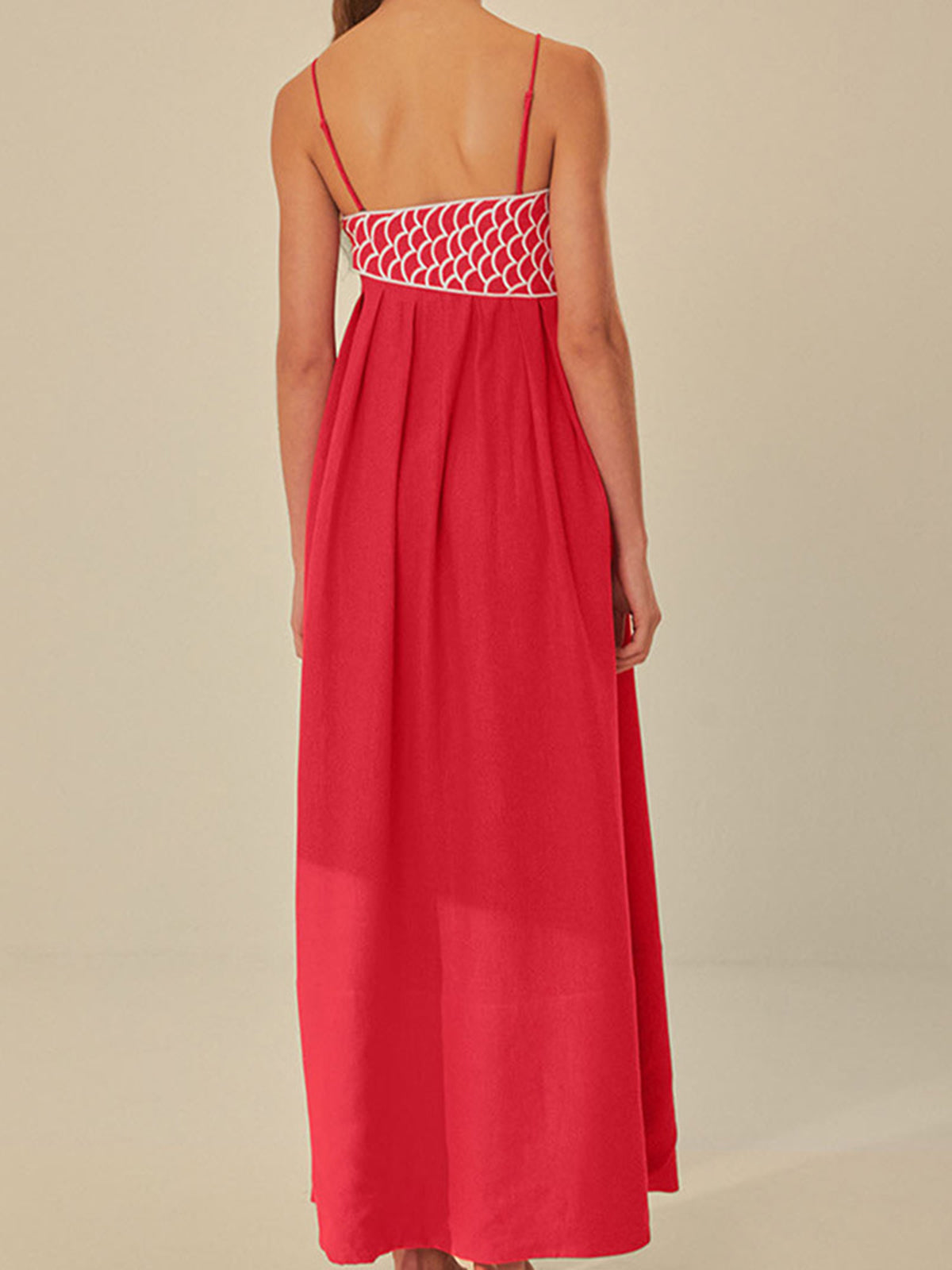Anna | Women's Embroidered Spaghetti Strap Maxi Shift Dress