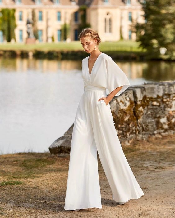 Ashley | Women's V-Neck Wide-Leg Jumpsuit