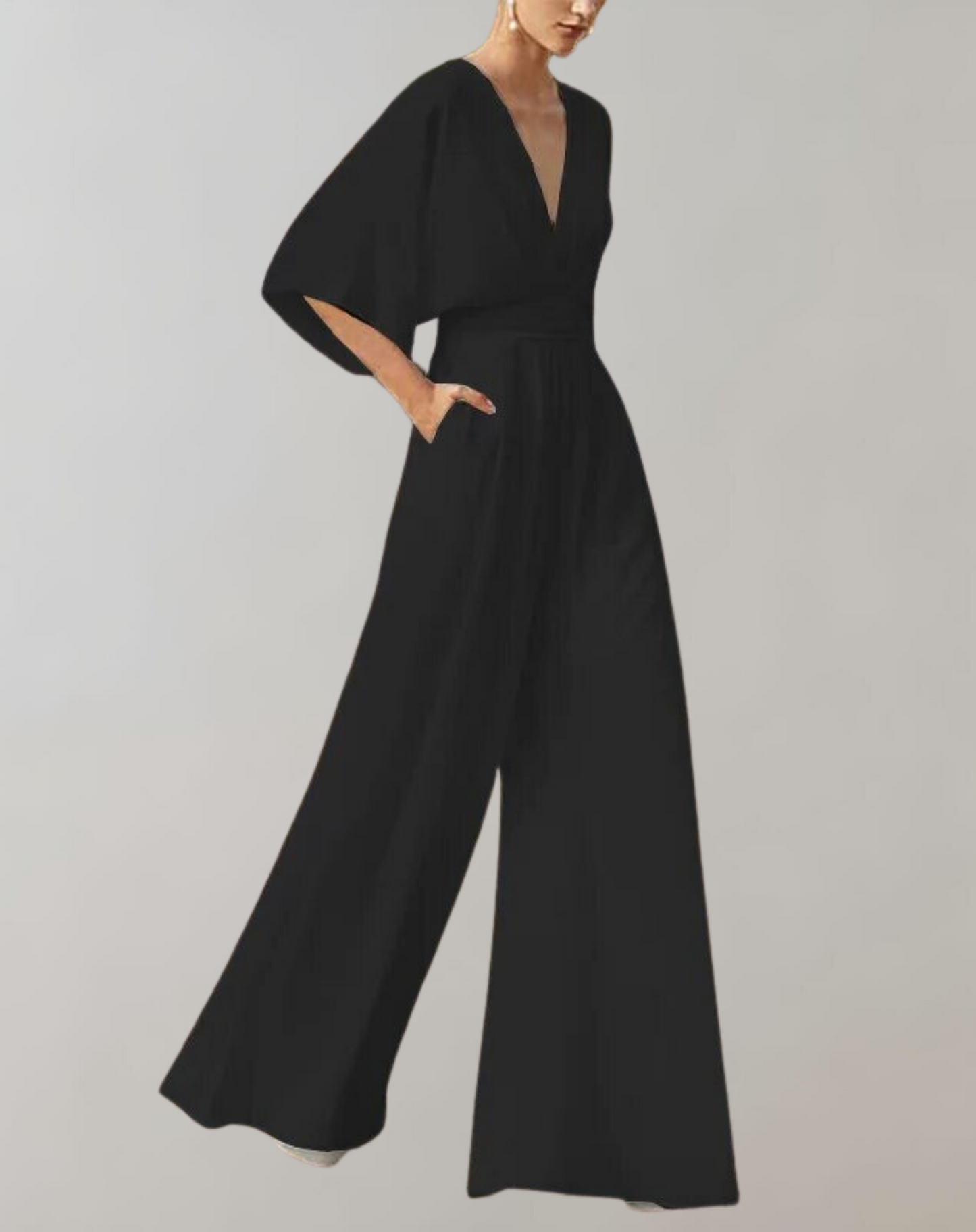 Ashley | Women's V-Neck Wide-Leg Jumpsuit