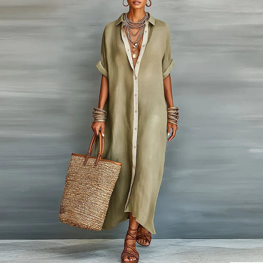 Hannah | Women's Button-Through Maxi Button-Up Dress