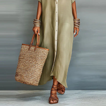 Hannah | Women's Button-Through Maxi Button-Up Dress