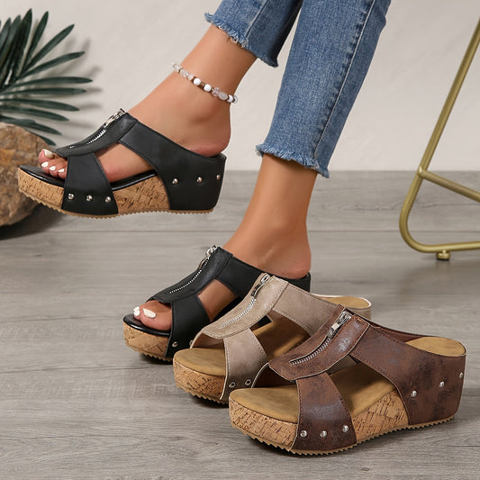 Jessica | Women's Platform Slip-On Wedge Sandals for Walking
