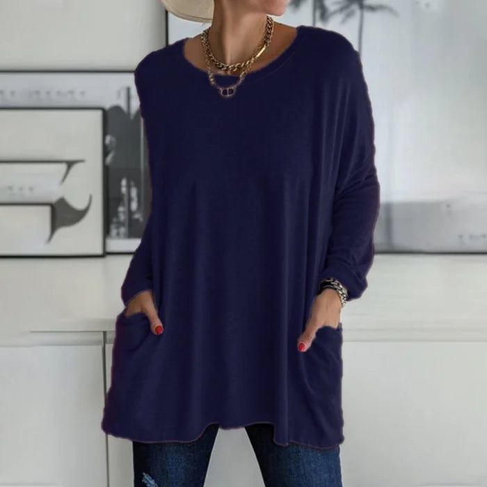 Amber | Women's Oversized Long Sleeve Tunic Top with Pockets