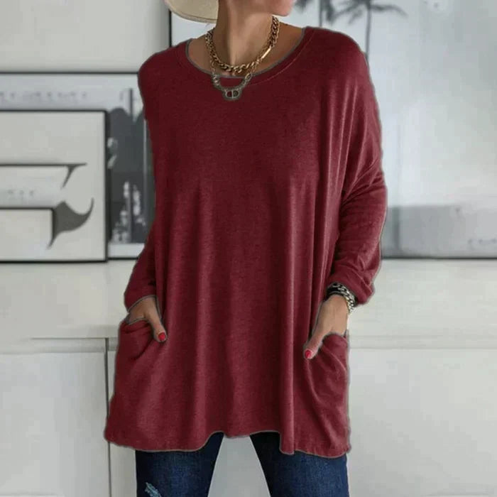 Amber | Women's Oversized Long Sleeve Tunic Top with Pockets