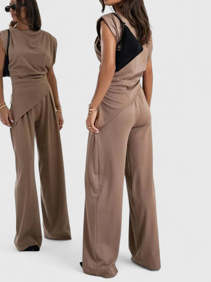 Bella | Women's Draped Two-Piece Set Wide Leg Pants Occasion Outfit