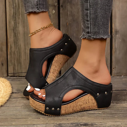 Dana | Women's Studded Cork Wedge Sandals