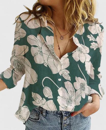 Beatrice | Women's Linen Button Down Shirt with Lapel Collar