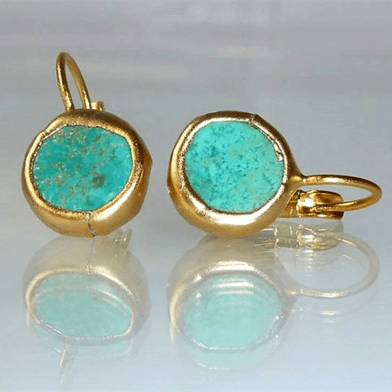 Anna | Gold Turquoise Stone Earrings