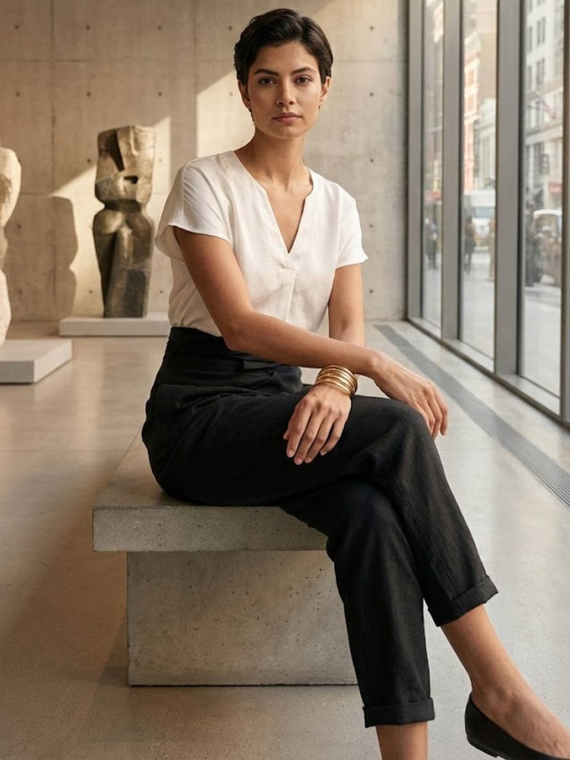 Tiffany | Women's High Waist Wrap Front Cropped Tapered Pants