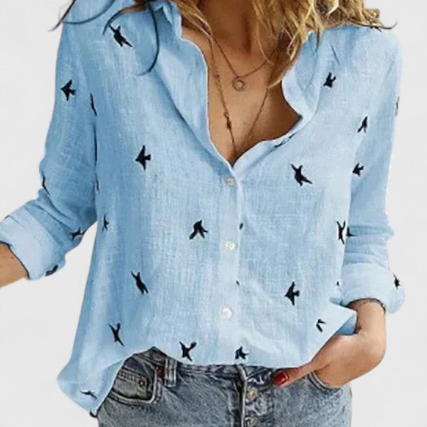 Beatrice | Women's Linen Button Down Shirt with Lapel Collar