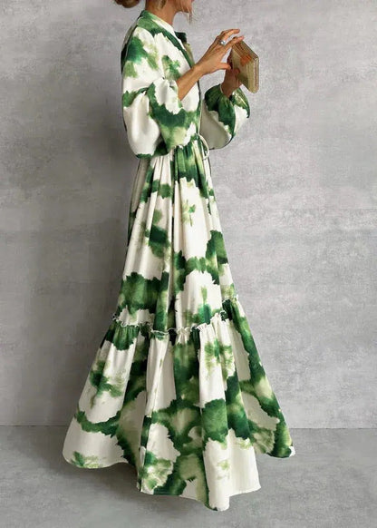 Gabriella | Women's Tie-Dye Belted Full Sleeve Tiered Maxi Dress