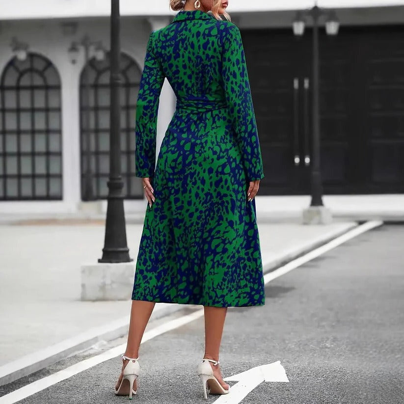 Paislee | Women's Abstract Print Button-Through Belted Midi Button-Up Dress