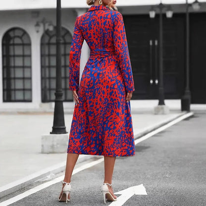Paislee | Women's Abstract Print Button-Through Belted Midi Button-Up Dress
