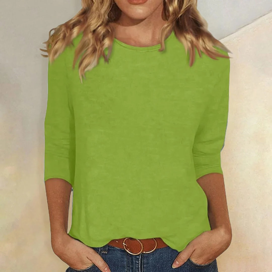 Carmen | Women's Crew Neck 3/4 Sleeve Relaxed Everyday Top