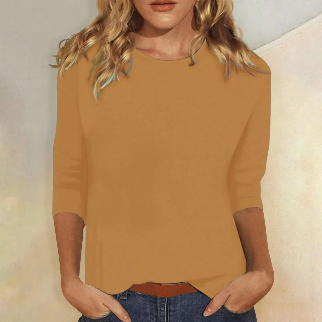 Carmen | Women's Crew Neck 3/4 Sleeve Relaxed Everyday Top