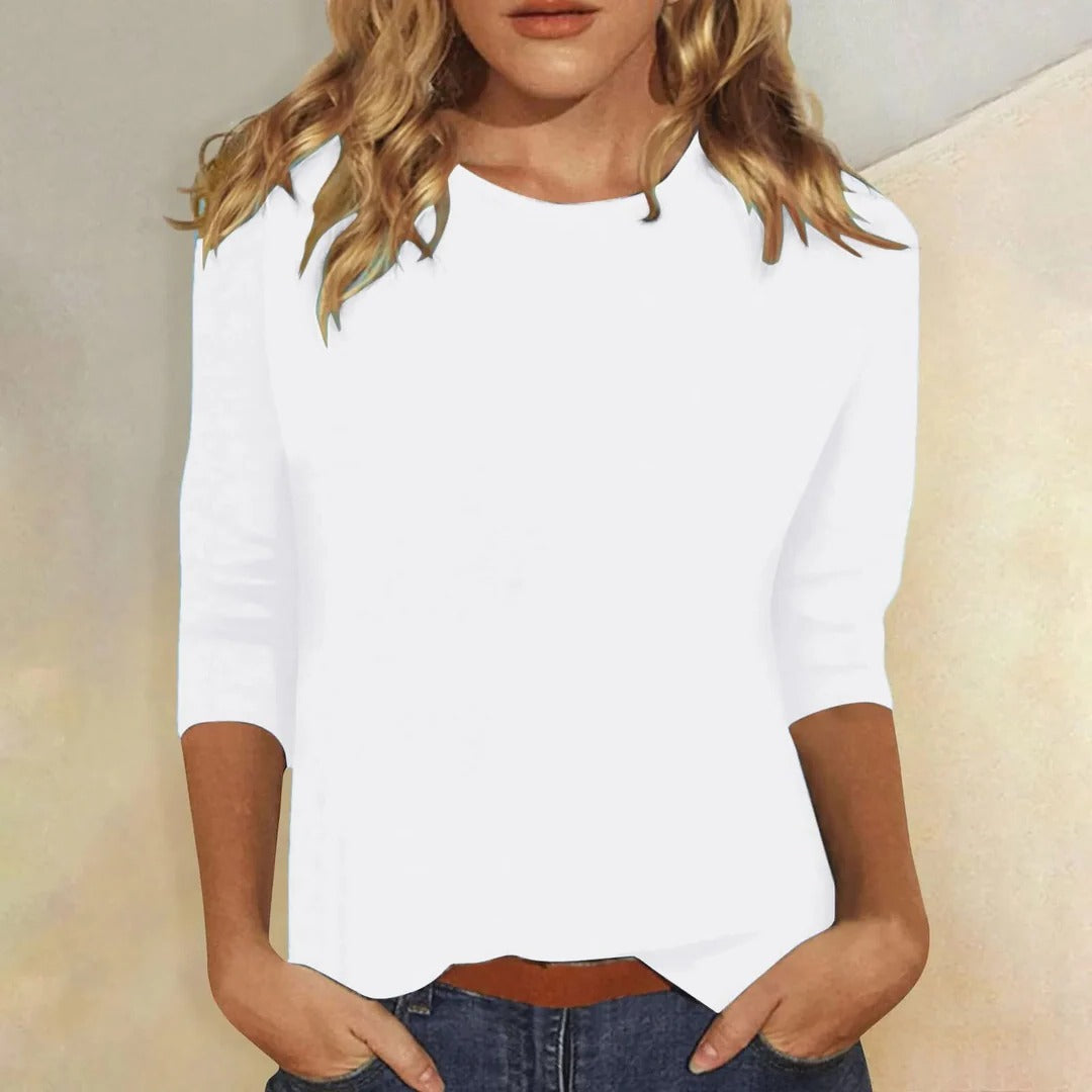 Carmen | Women's Crew Neck 3/4 Sleeve Relaxed Everyday Top