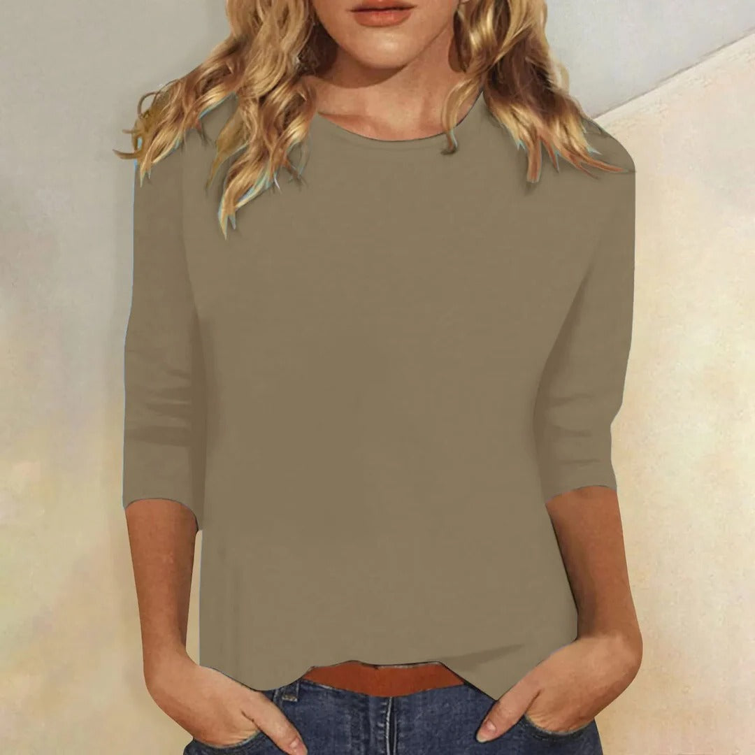 Carmen | Women's Crew Neck 3/4 Sleeve Relaxed Everyday Top