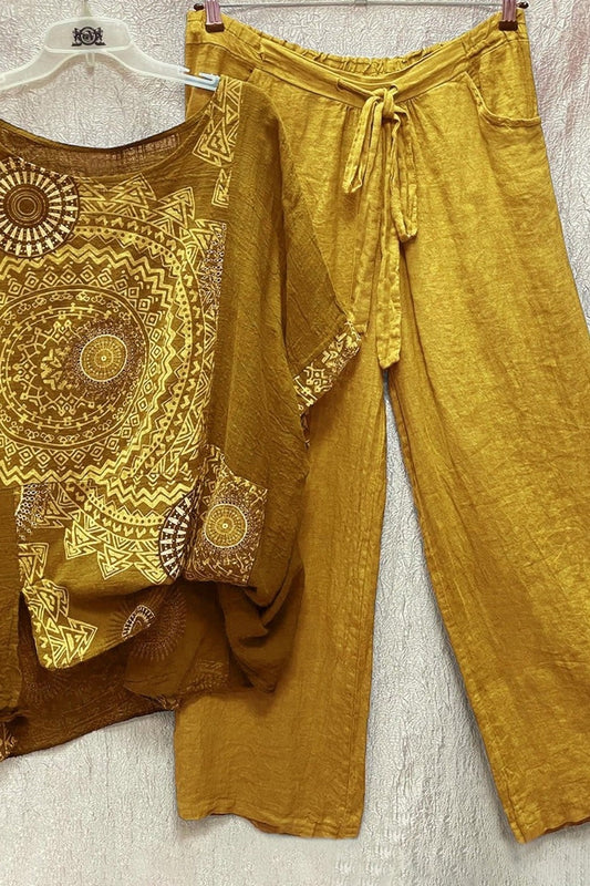Susan | Women's Mandala Print Top & Wide Leg Pants Co-Ord Set
