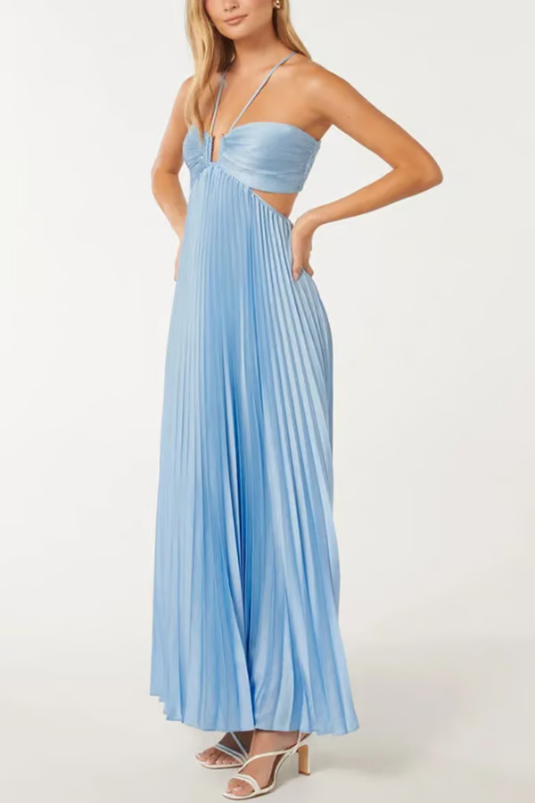 Rachel | Women's Wedding Guest Halter Maxi Dress Evening
