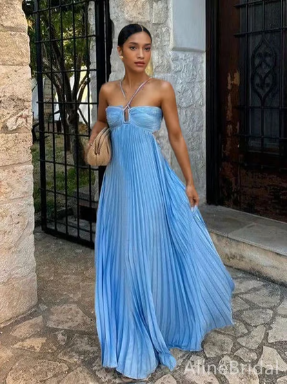 Rachel | Women's Wedding Guest Halter Maxi Dress Evening