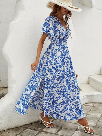 Natalia | Women's V Neck Bohemian Flowy Dress Beach