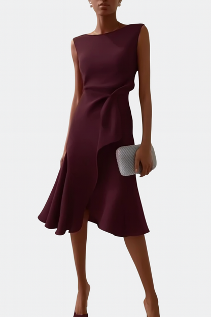 Claire | Draped Asymmetric Mid-Length Dress