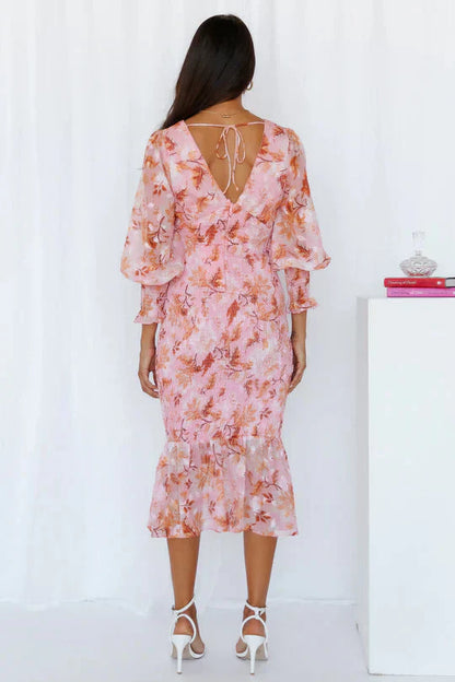 Aubrey | Women's Floral Flowy Draped Dress Evening