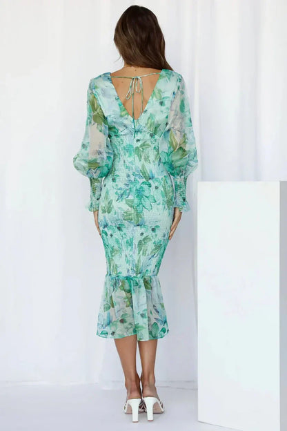 Lauren | Women's Wedding Guest Botanical Dress Evening