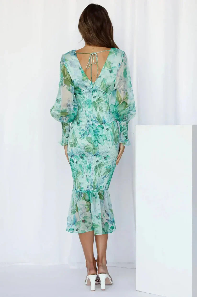 Aubrey | Women's Floral Flowy Draped Dress Evening